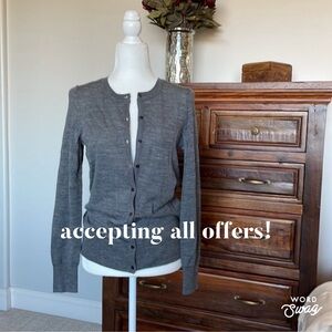 GAP Dark Gray Cardigan Sweater, Button Up Front, Grey Sweater, Lightweight, M